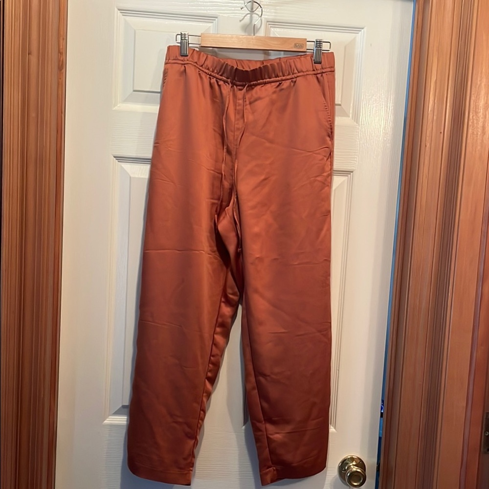 H&M Brown Silk Relaxed Fit with Drawstring Waist